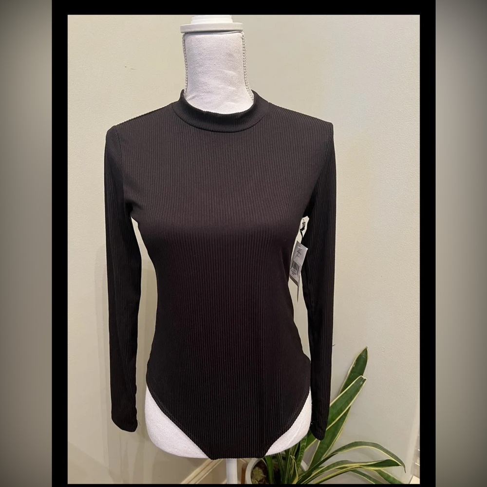 Originality Brand One Piece Black Snap Body suit Mock Turtle Neck Long Sleeved